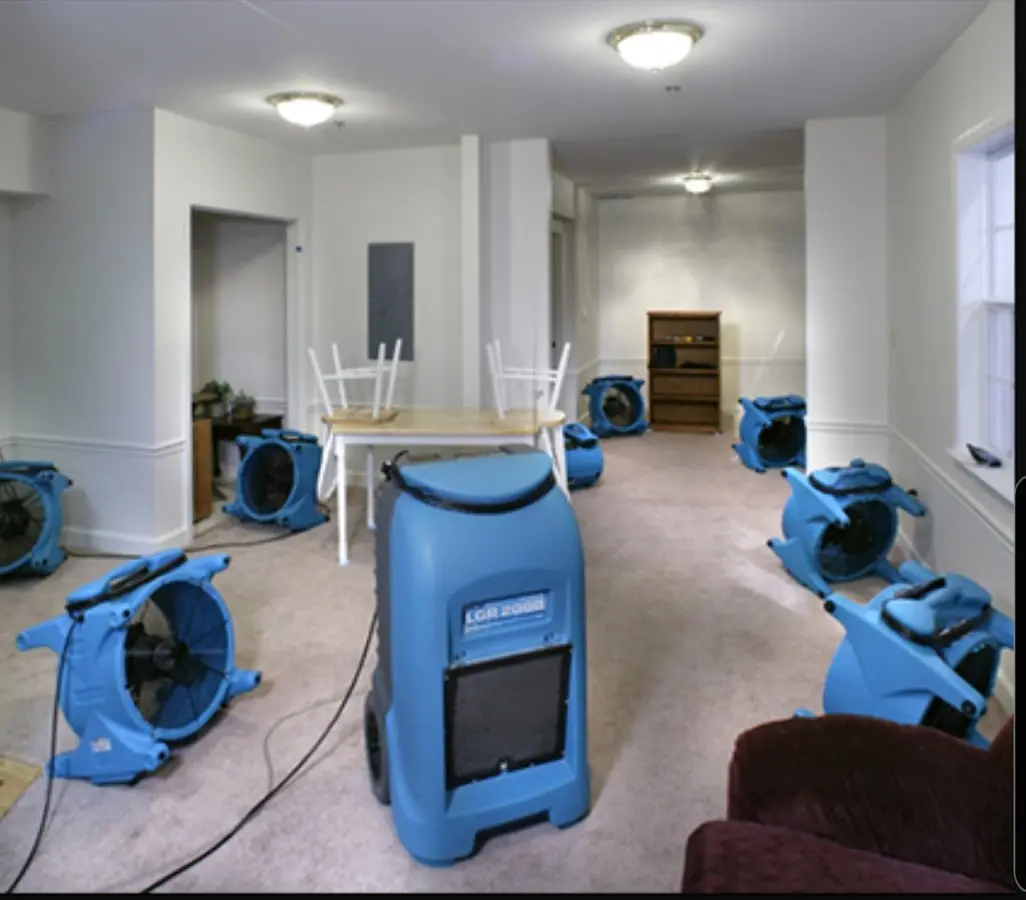 Air movers and dehumidifier setup for Water Extraction & Removal in Sweetwater